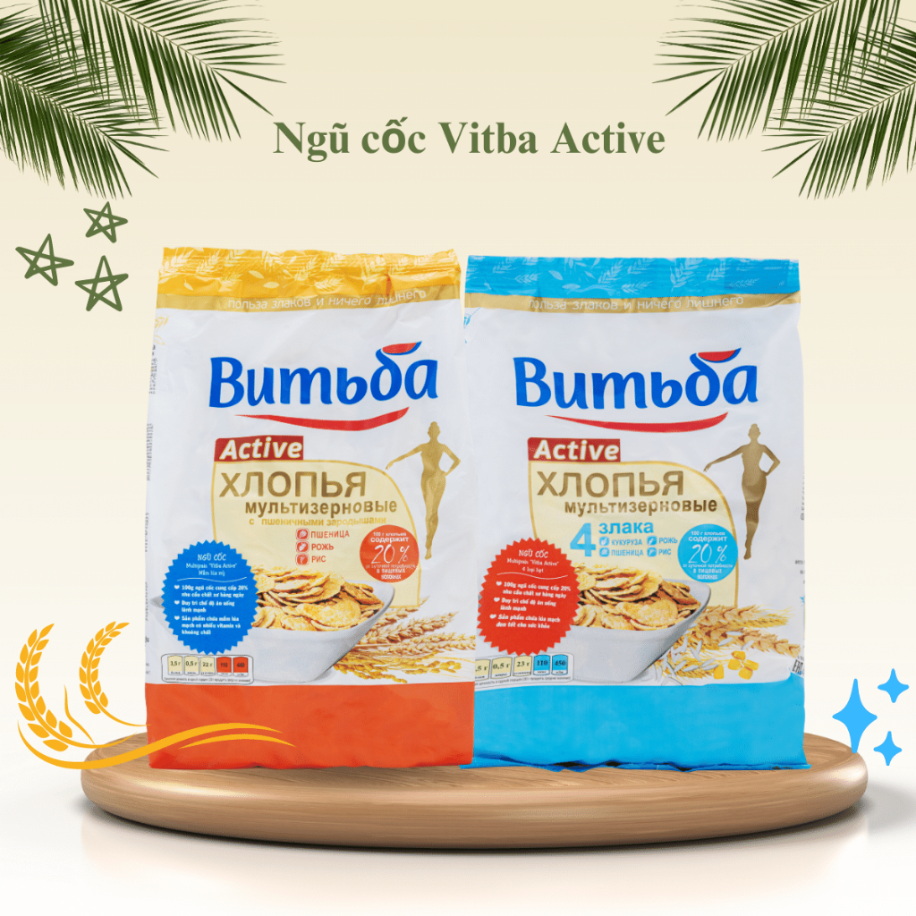 Ngũ cốc Vitba Active Vị Mầm Lúa Mì/ Vị 4 Loại Hạt - Ngũ Cốc Dinh Dưỡng Nhập Khẩu