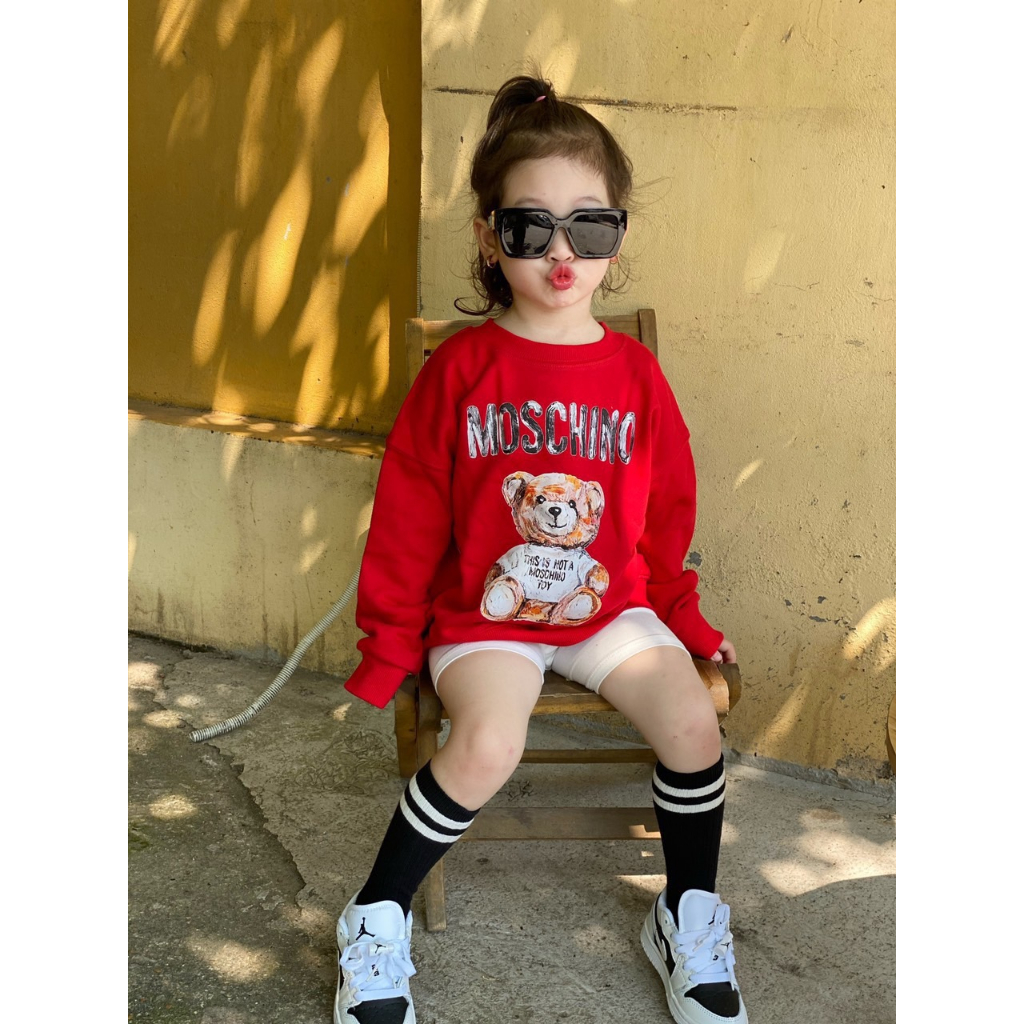 Áo nỉ cổ tròn cho bé mốt chi nô loang, áo sweater cho bé,TP KIDS,