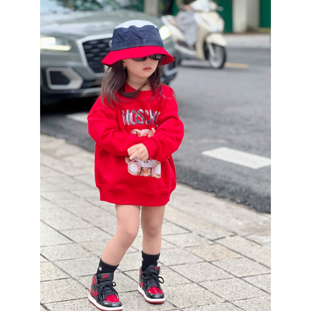 Áo nỉ cổ tròn cho bé mốt chi nô loang, áo sweater cho bé,TP KIDS,