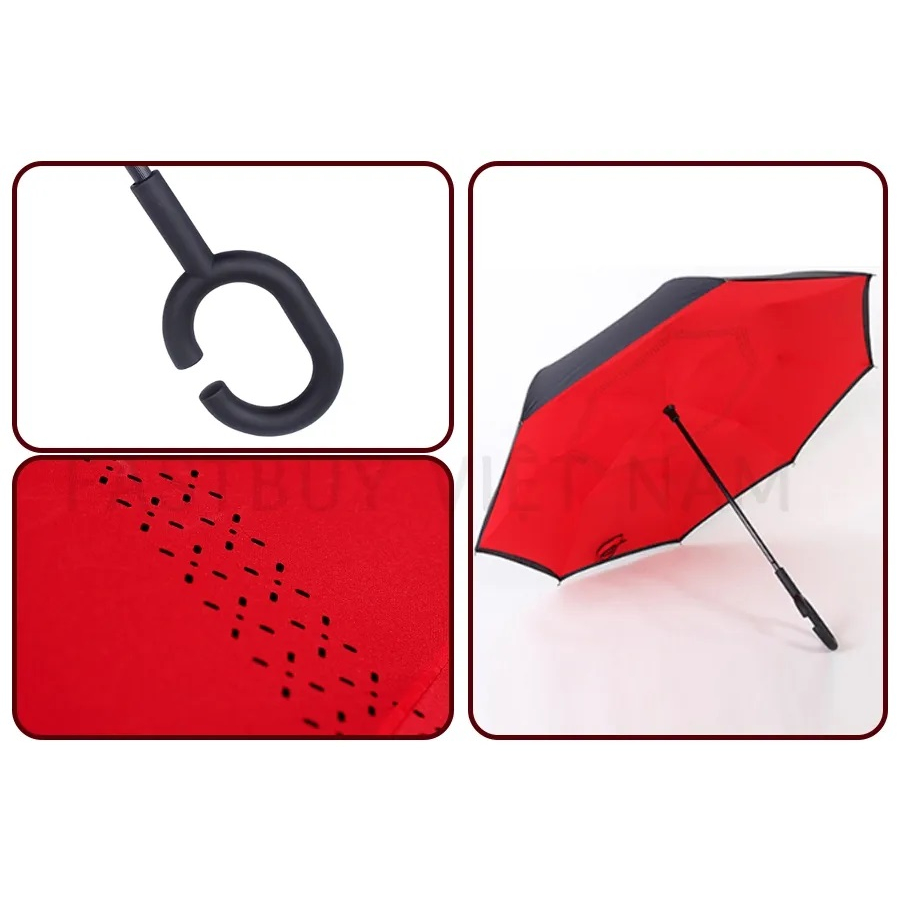 Ô Dù Gấp Mở Ngược Thông Minh Dùng Cho Xe Hơi ,Ô Dù Gấp Ngược Đi Mưa 2 Lớp Cao Cấp
