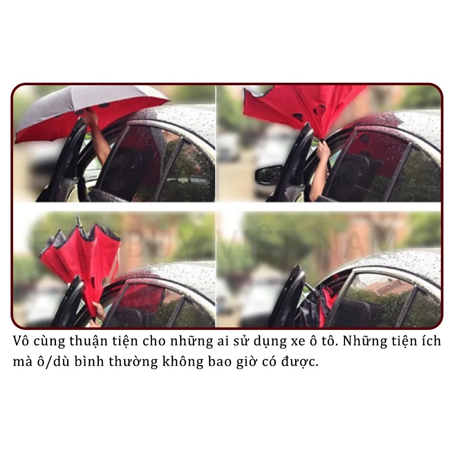 Ô Dù Gấp Mở Ngược Thông Minh Dùng Cho Xe Hơi ,Ô Dù Gấp Ngược Đi Mưa 2 Lớp Cao Cấp