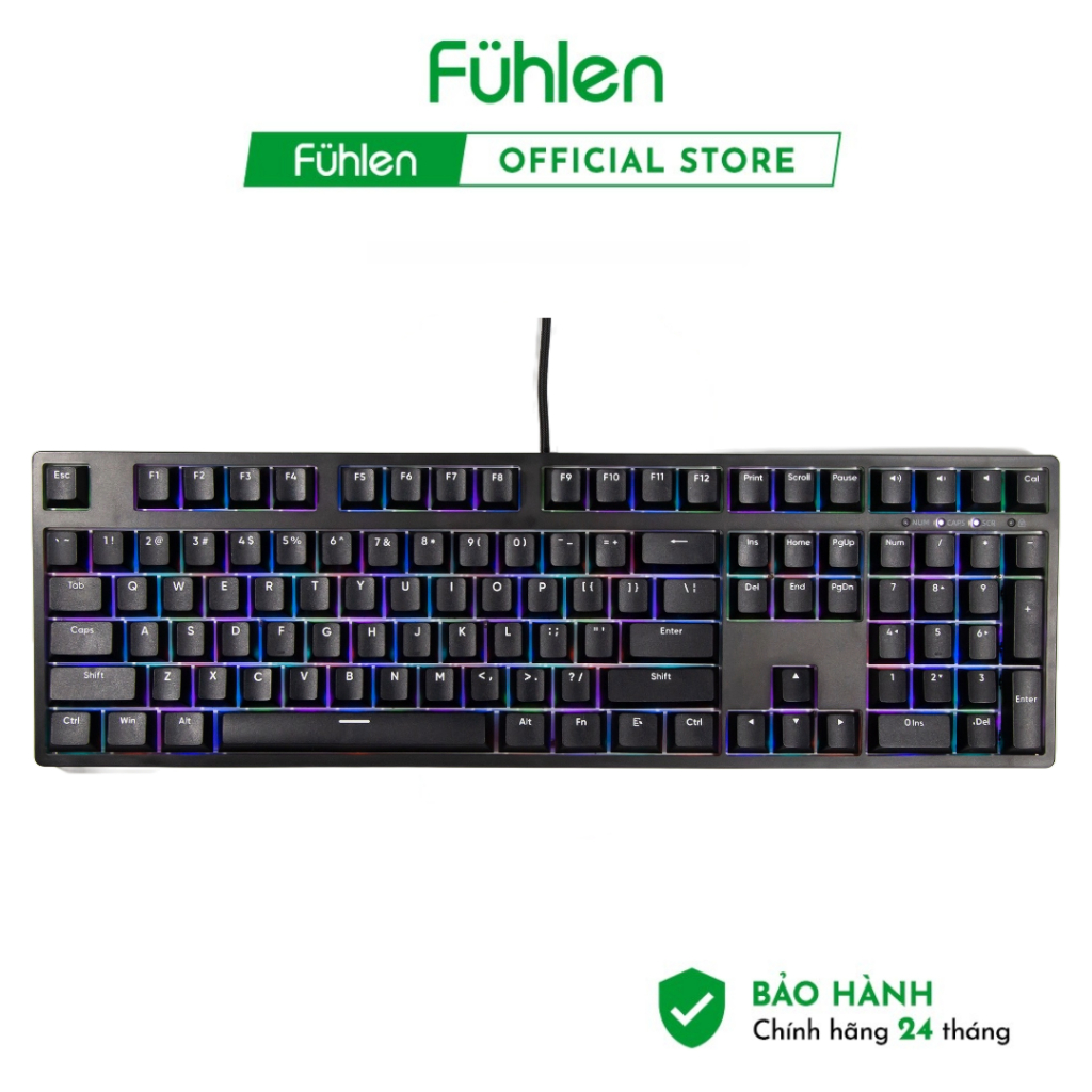 Bàn Phím Cơ Gaming Fuhlen CK108s PBT White On Black Gasket Mount Mạch Xuôi Hotswap Cherry Profile