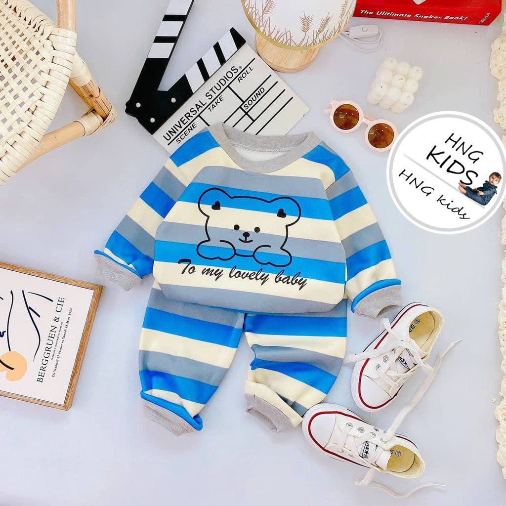 Bộ dài tay bé trai , bộ dài tay bé gái chất nỉ bông in hình kute từ 6kg đến 16kg