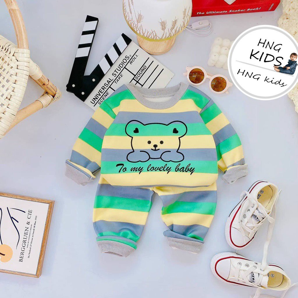 Bộ dài tay bé trai , bộ dài tay bé gái chất nỉ bông in hình kute từ 6kg đến 16kg