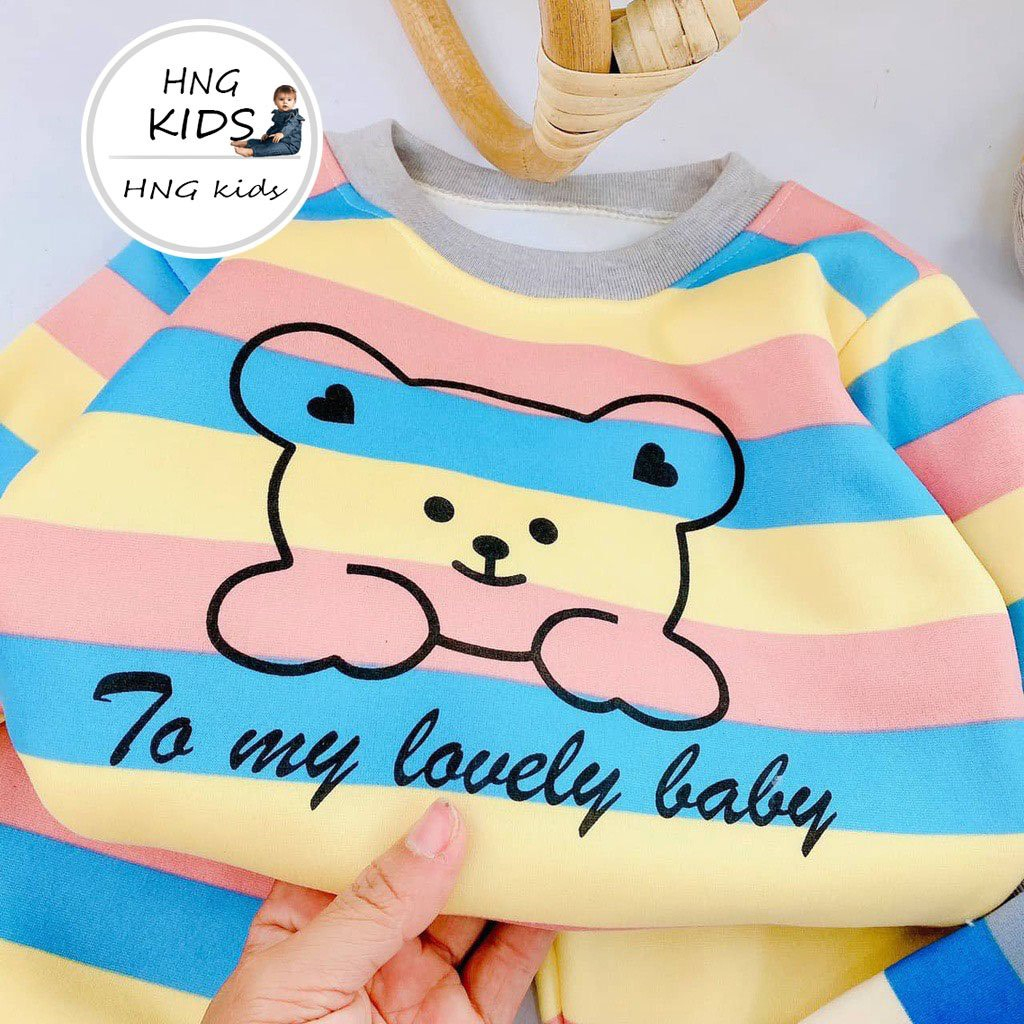 Bộ dài tay bé trai , bộ dài tay bé gái chất nỉ bông in hình kute từ 6kg đến 16kg