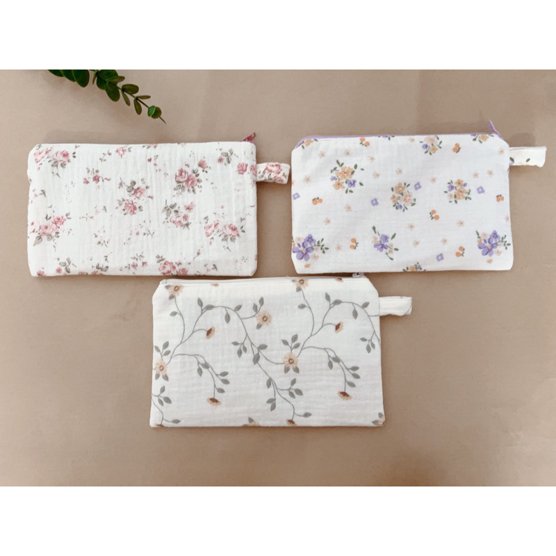 Ví vải muslin hoạ tiết handmade