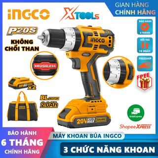 Máy khoan búa dùng pin 3 chức năng 20V INGCO CIDLI20608 motor không chổi than, tốc độ 450-1900rpm, tốc độ đập 22500/min