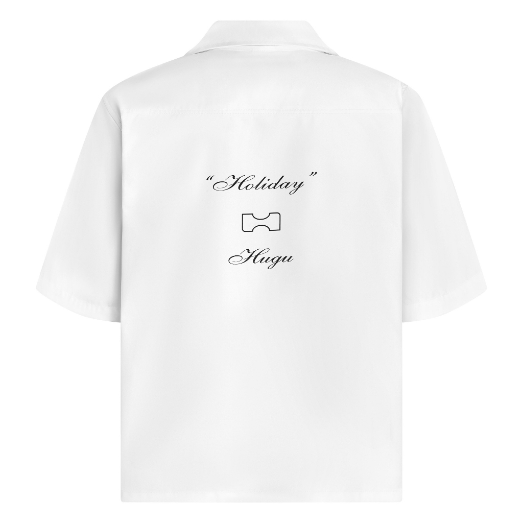 Áo sơ mi tay ngắn unisex họa tiết cuban shirt local brand HUGU - HOLIDAY - vải lụa, form regular, in chuyển nhiệt