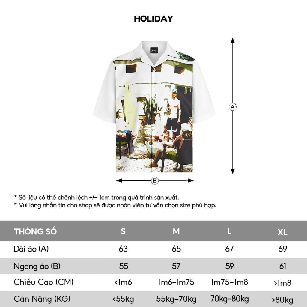 Áo sơ mi tay ngắn unisex họa tiết cuban shirt local brand HUGU - HOLIDAY - vải lụa, form regular, in chuyển nhiệt