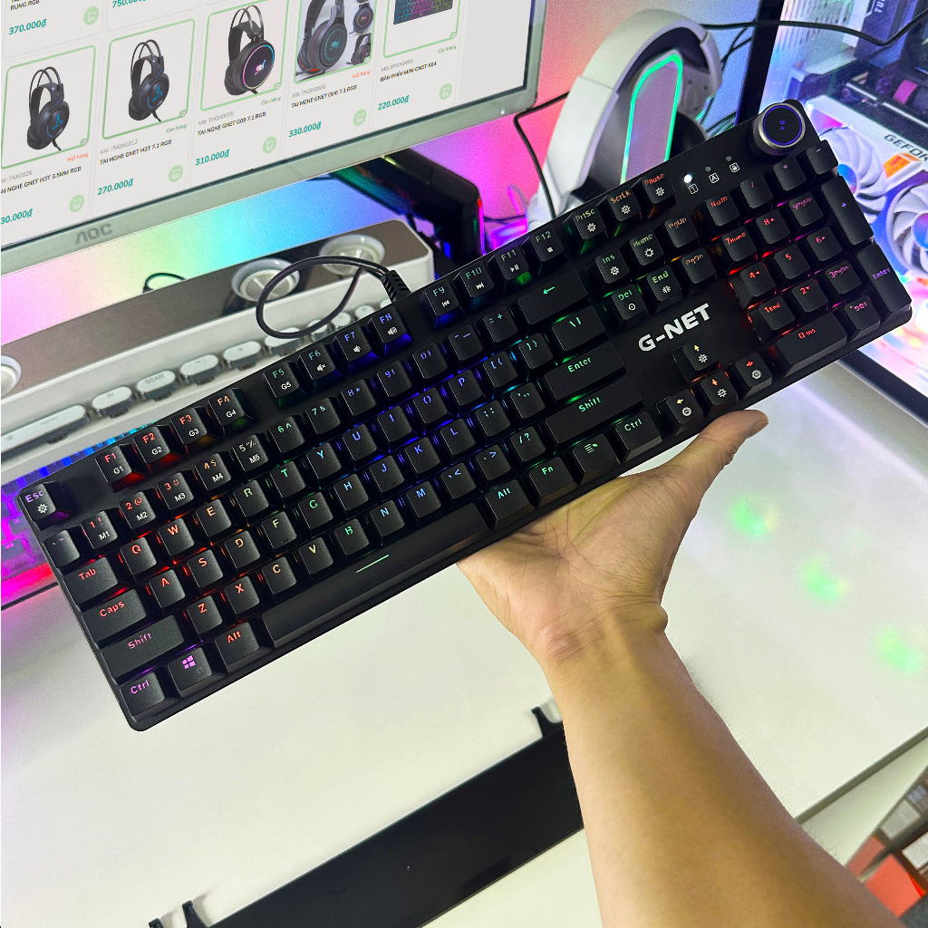 BÀN PHÍM CƠ GNET GK315S LED RGB CHỐNG NƯỚC KÈM KÊ TAY