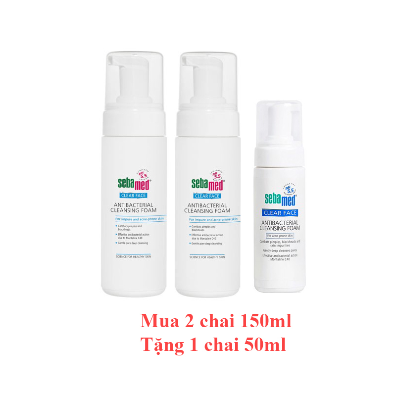[2 tặng 1] Sữa rửa mặt tạo bọt kháng khuẩn giảm mụn Sebamed pH5.5 Clear Face AntiBacterial Cleansing Foam 150ml