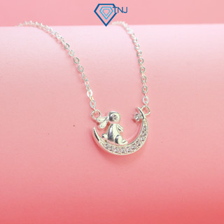 Dây chuyền nữ bạc TNJ hình thỏ cưỡi trăng đính đá trắng xinh xắn DCN0662 - Trang Sức TNJ