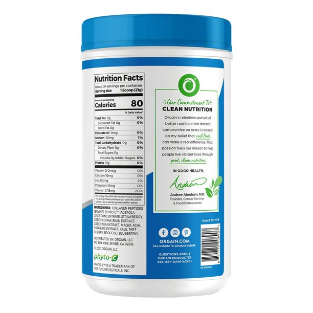Bột Orgain Collagen Superfoods 726g chăm sóc tóc, móng, da BỘT SIÊU THỰC PHẨM BỔ SUNG vitamin c lợi khuẩn và collagen