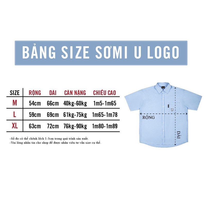 Áo Sơ Mi Tay Ngắn U Logo Thêu Cotton Lạnh Và Quần Short Kaki Form Rộng Unisex