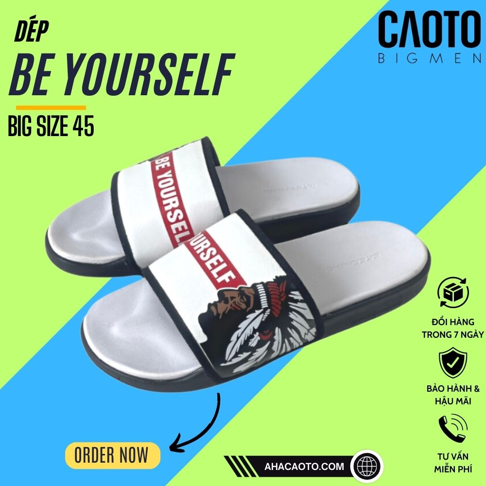 Dép Be Yourself Mềm Đi Bộ Màu Trắng Big Size Nam - Dép Big Size Nam 45 46 47 48