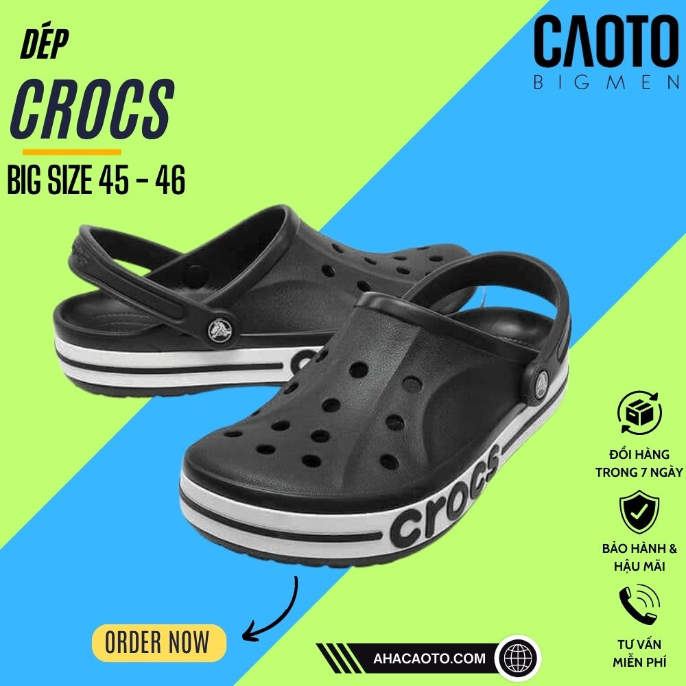 Dép Unisex Crocs Bayaband Màu Đen Big Size Nam - Dép Big Size Nam 45 46 47 48