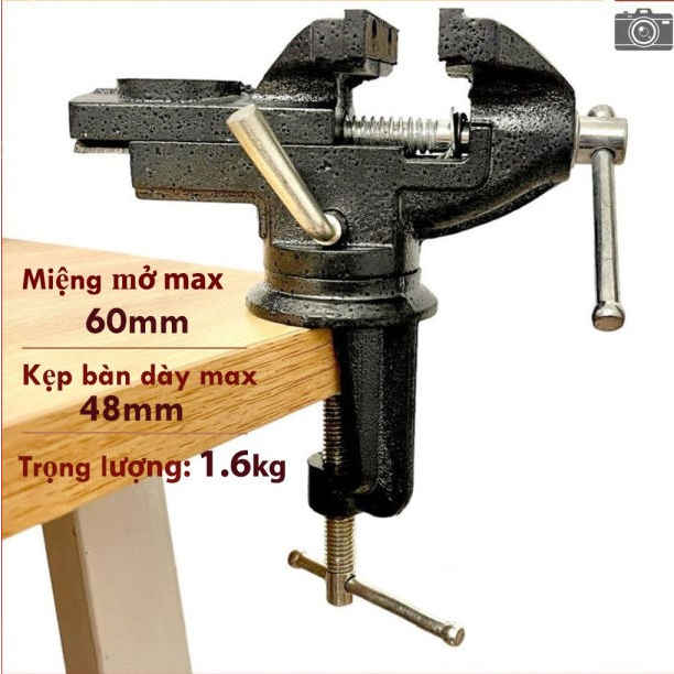 Ê tô kẹp bàn mini mâm xoay 360 độ ASAKI AK-6276, Kẹp tối đa 60mm - Hàng Nhật Bản chính hãng