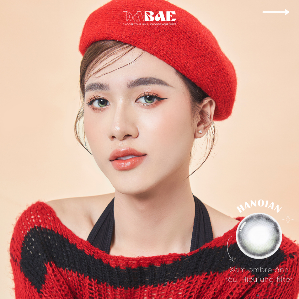 HANOIAN hãng DABAE lens ombre nâu tự nhiên trong veo Silicone Hydrogel có độ cận lệch