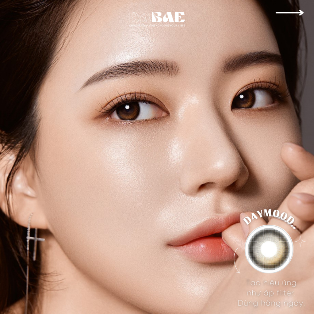 HANOIAN hãng DABAE lens ombre nâu tự nhiên trong veo Silicone Hydrogel có độ cận lệch