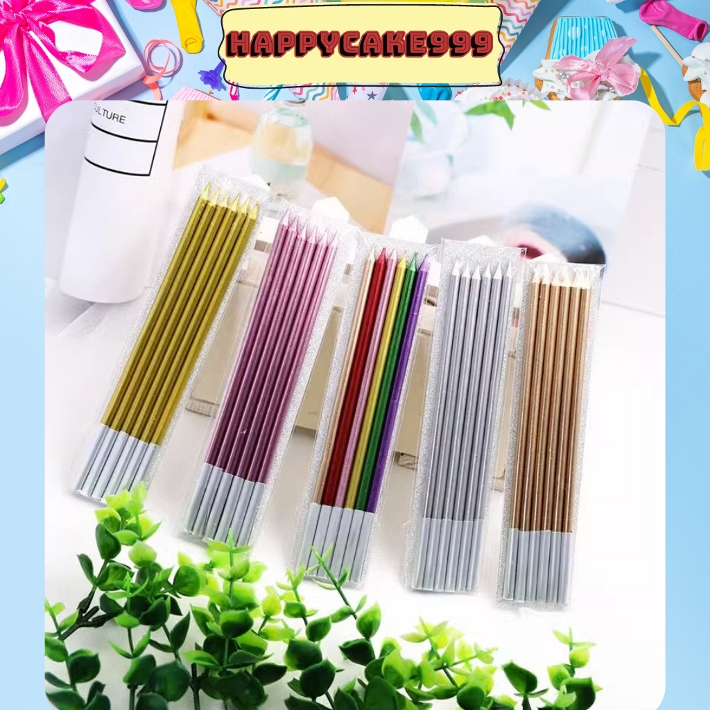 Vỉ 6 Nến Bút Chì Cao Cấp - Phụ Kiện Trang Trí Bánh Kem Sinh Nhật Hiện Đại
