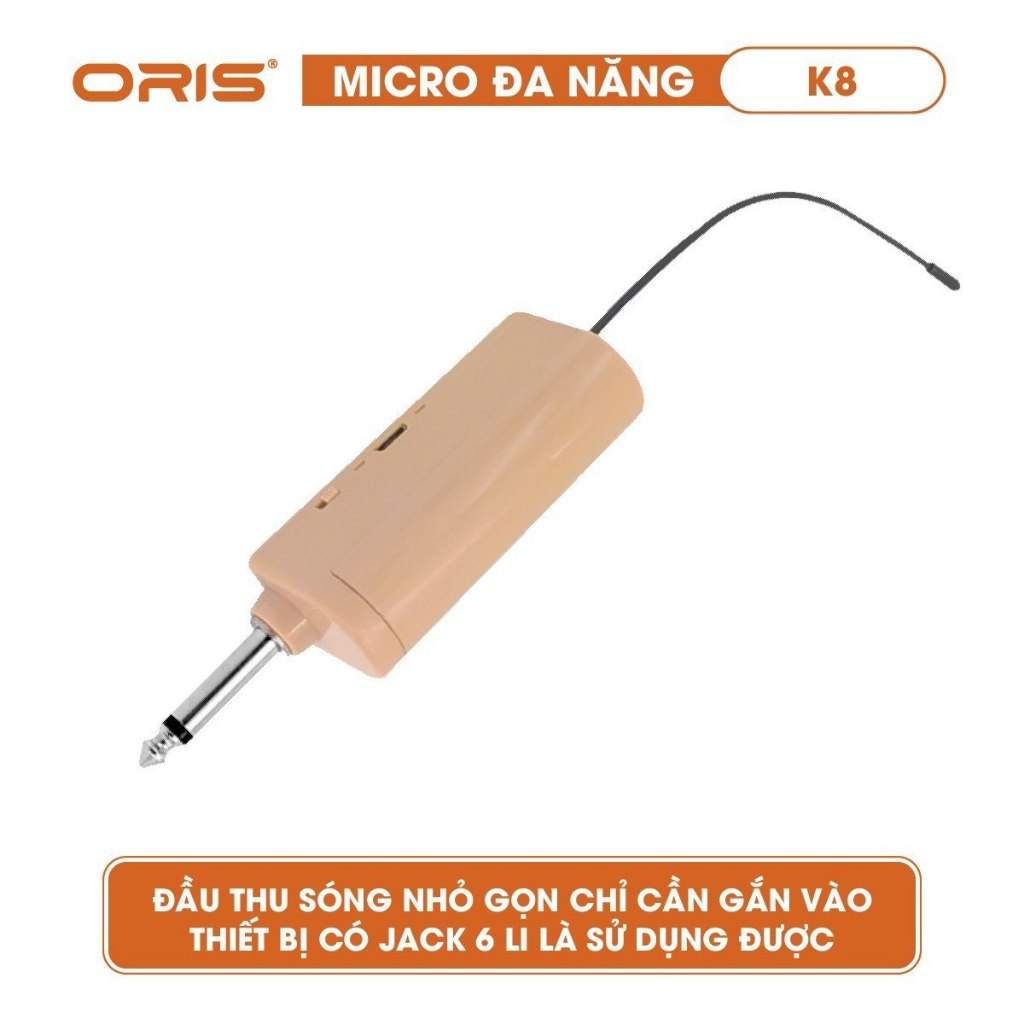 Micro karaoke không dây chính hãng ORIS K8, mic đa năng sóng UHF chống hú, độ nhạy cao cho loa kéo, amply, mixer - ORIS