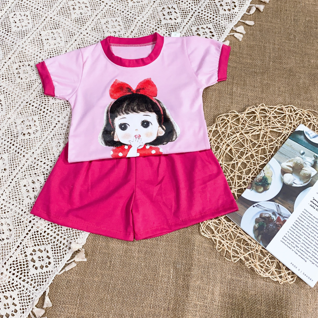 Bộ quần áo bé gái cộc tay siêu dễ thương QATE443 Đồ bộ bé gái TB345 TN346
