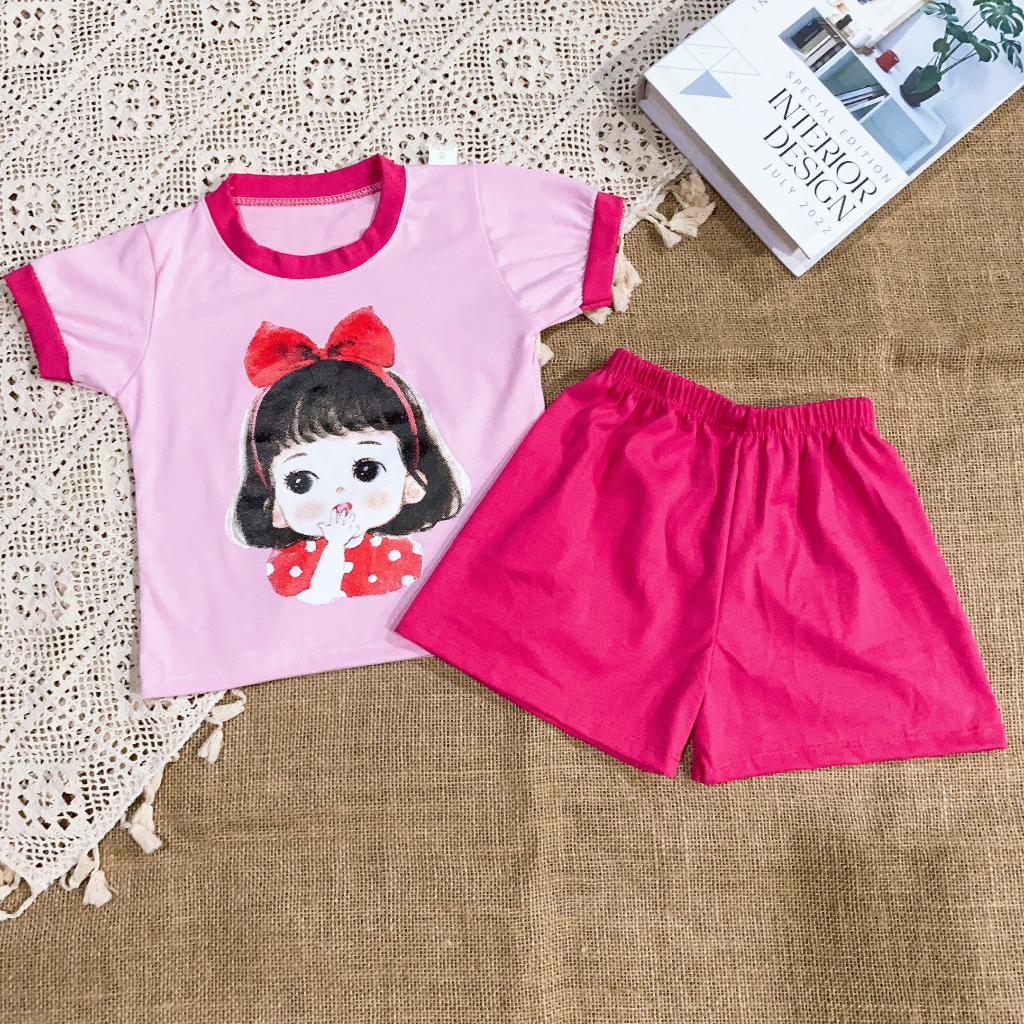 Bộ quần áo bé gái cộc tay siêu dễ thương - Đồ bộ bé gái TTR345 TTN346