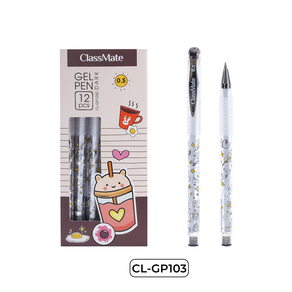 Hộp 12 chiếc bút gel nước CLASSMATE Breakfast ngòi 0.5mm ba màu xanh đen tím dành cho học sinh GP103