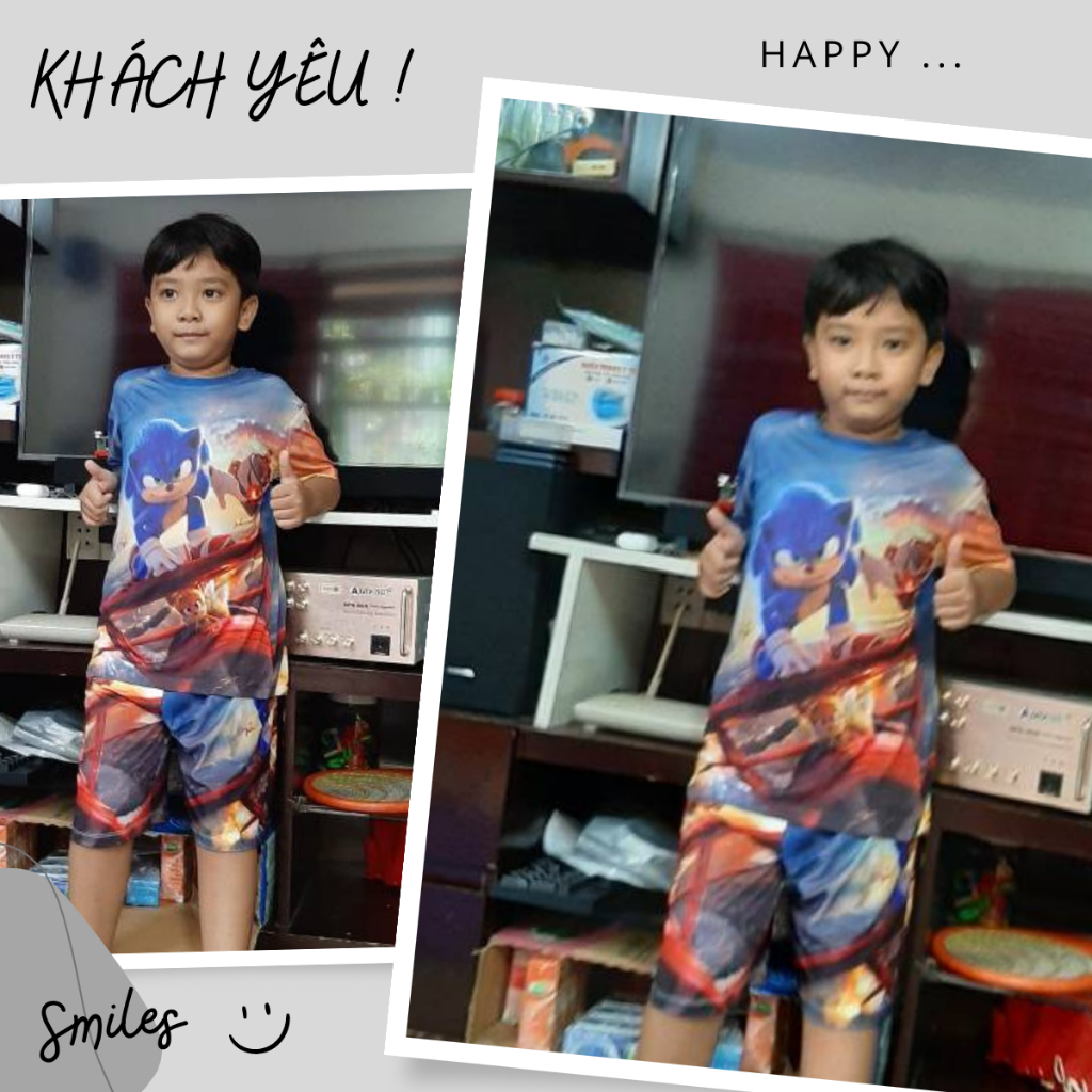 Áo thun in hình Sonic trai gái dễ thương từ 10kg - 70kg