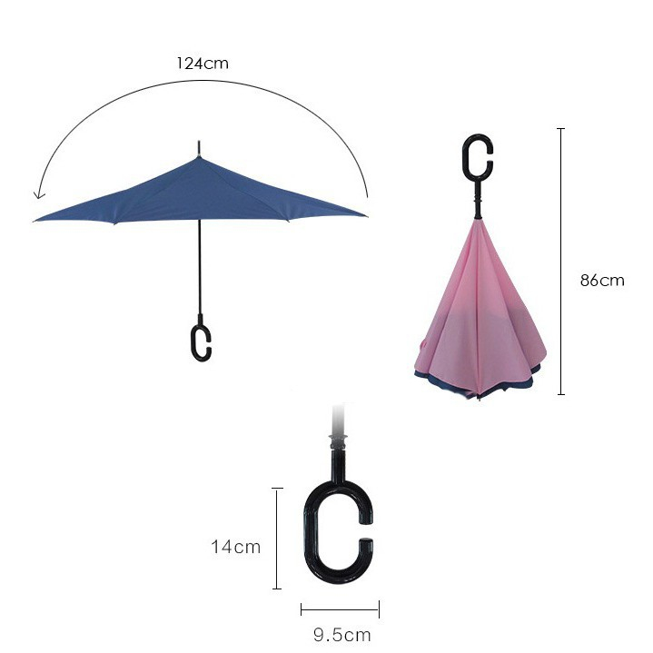 Ô Dù Gấp Mở Ngược Thông Minh Dùng Cho Xe Hơi ,Ô Dù Gấp Ngược Đi Mưa 2 Lớp Cao Cấp