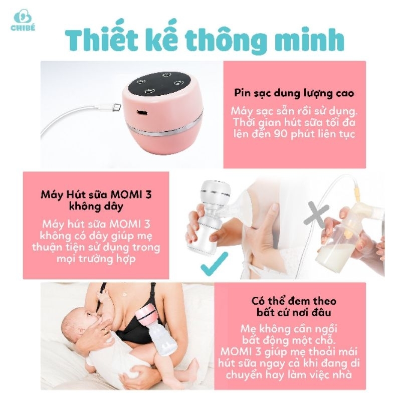 MÁY HÚT SỮA KHÔNG DÂY CHIBÉ MOMI 3