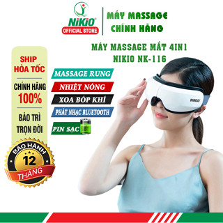 Máy massage mắt Nikio NK-116 - Chườm nóng mắt thư giãn, xoa bóp túi khí, bluetooth phát nhạc