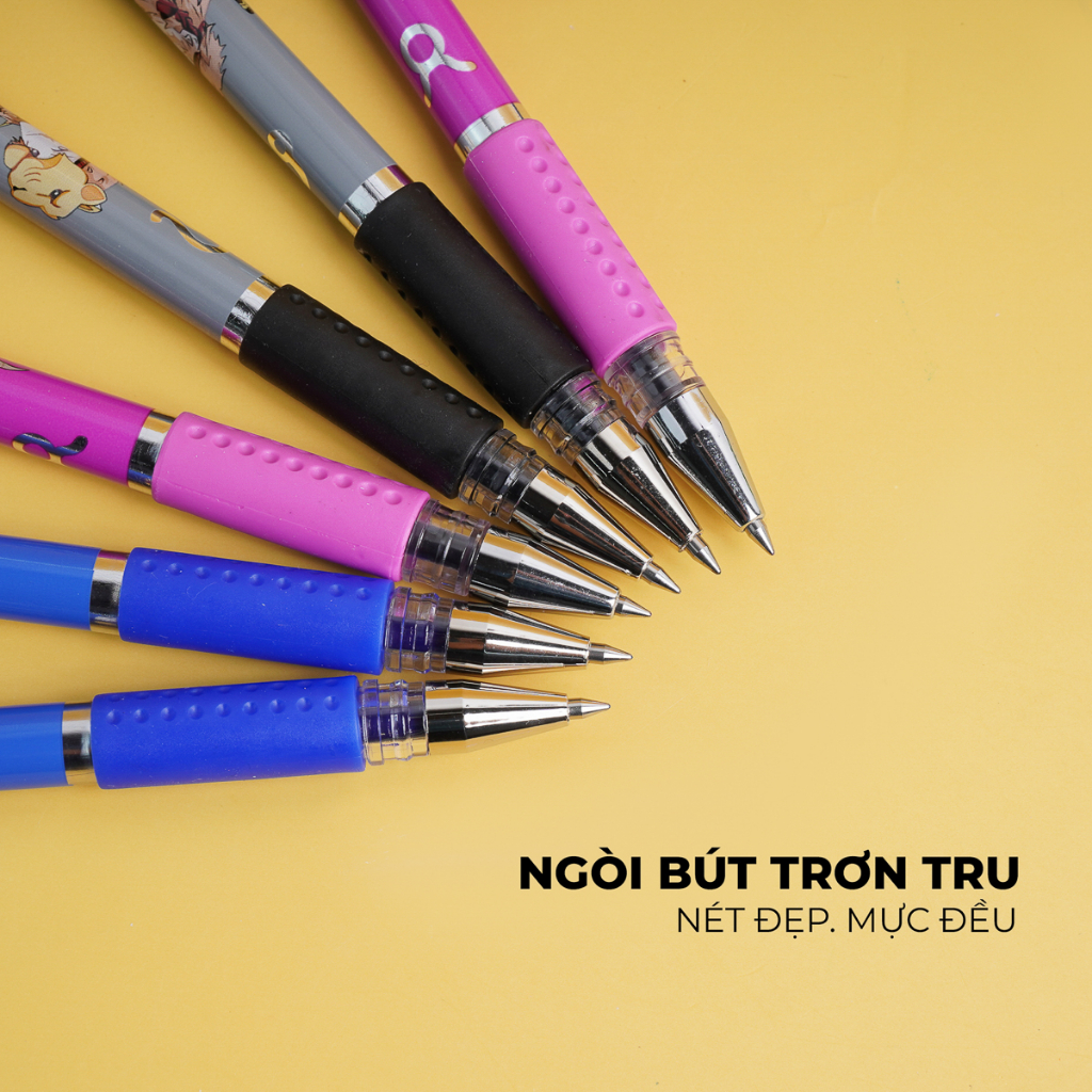 Hộp 12 bút gel mực nước CLASSMATE ngòi 0.5mm ba màu xanh tím đen hoạ tiết Cung hoàng đạo GP104