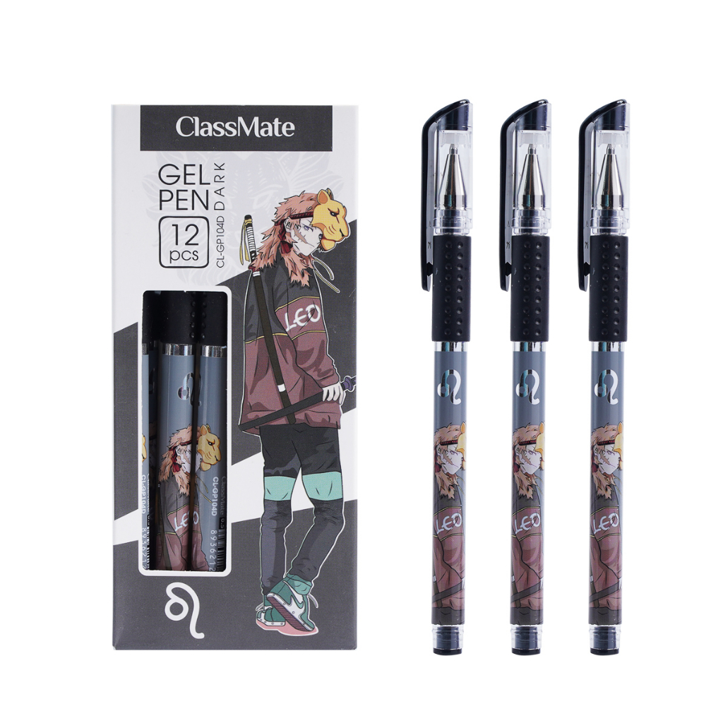 Hộp 12 bút gel mực nước CLASSMATE ngòi 0.5mm ba màu xanh tím đen hoạ tiết Cung hoàng đạo GP104