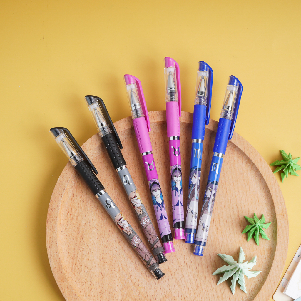 Hộp 12 bút gel mực nước CLASSMATE ngòi 0.5mm ba màu xanh tím đen hoạ tiết Cung hoàng đạo GP104