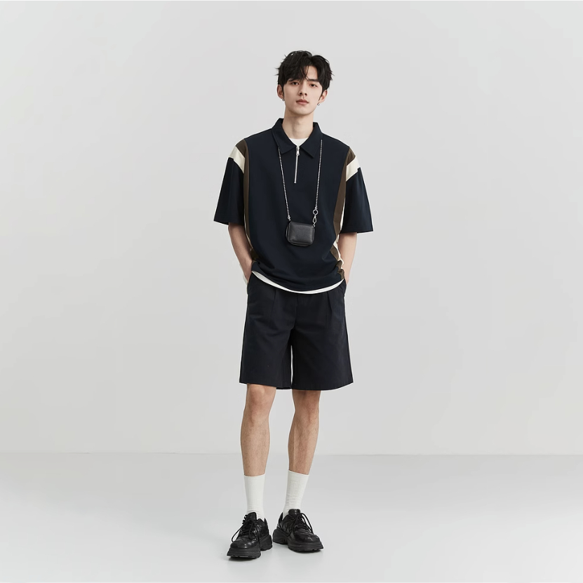Áo Polo Unisex Halfzlip BJHG Block Colors vải cotton Waffle