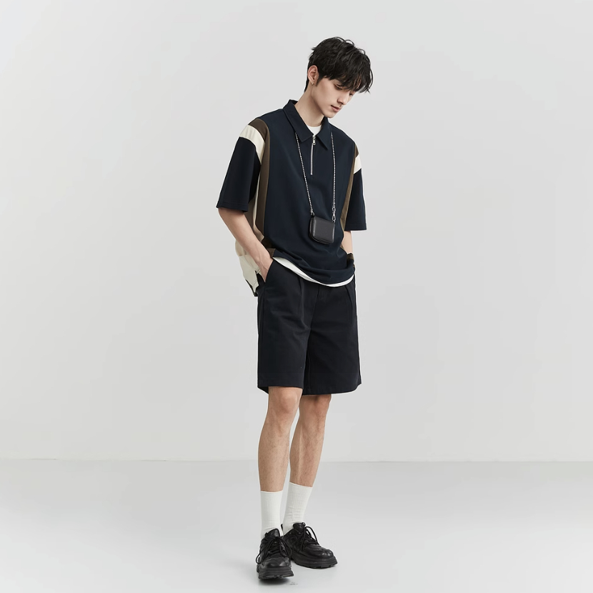 Áo Polo Unisex Halfzlip BJHG Block Colors vải cotton Waffle