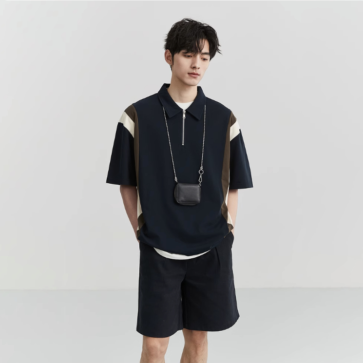 Áo Polo Unisex Halfzlip BJHG Block Colors vải cotton Waffle