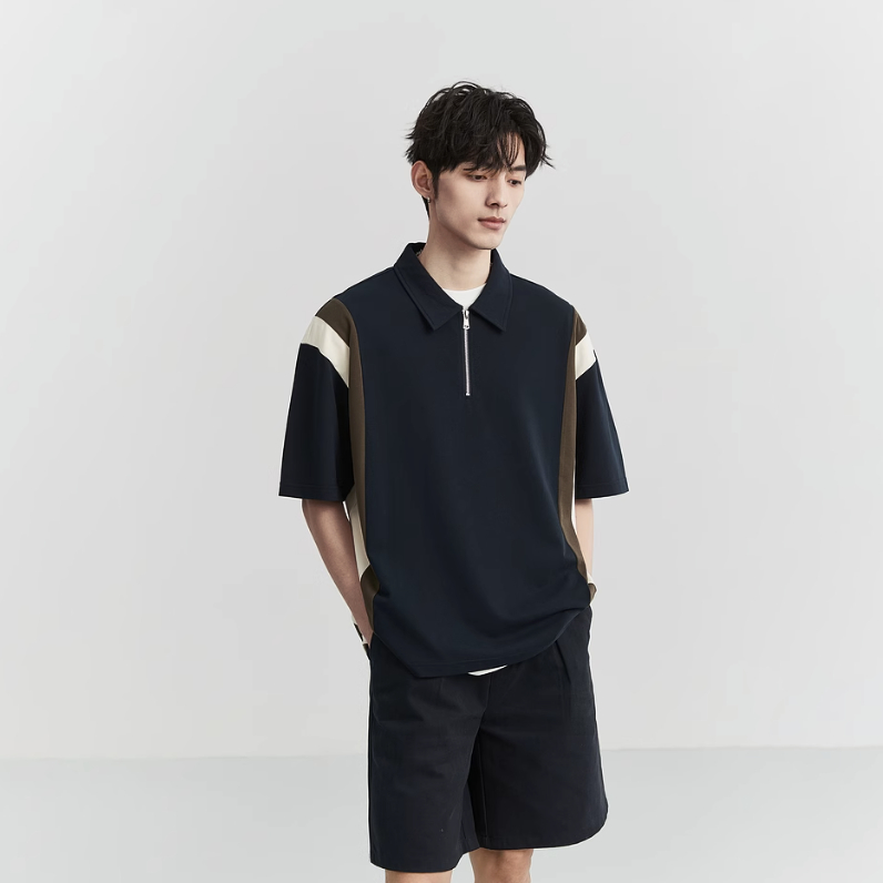 Áo Polo Unisex Halfzlip BJHG Block Colors vải cotton Waffle