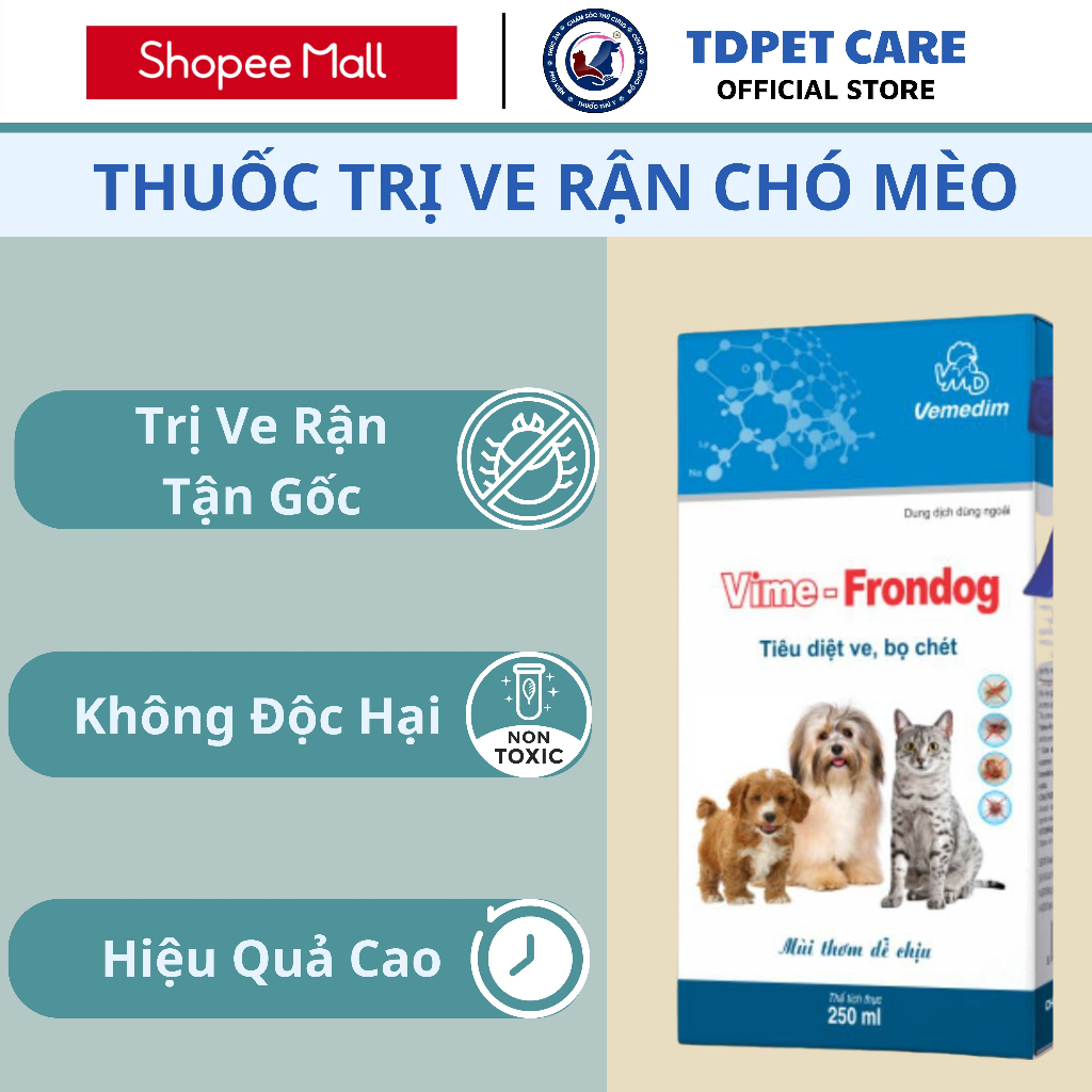 Lọ Xịt Ve Rận TD Vime Frondog Dành Cho Chó Mèo