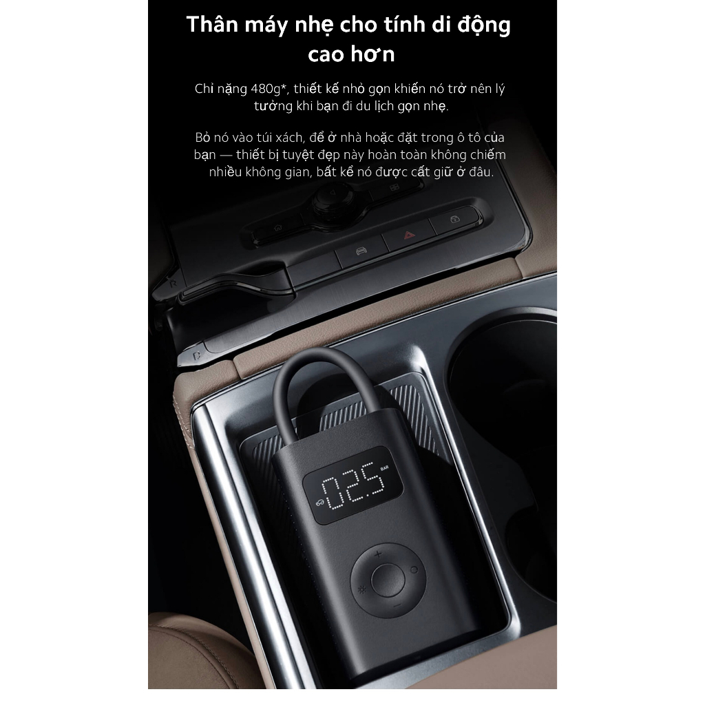 Bơm cầm tay đa năng Xiaomi Portable Electric Air Compressor 1S - Hàng chính hãng