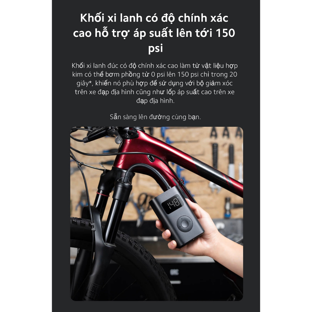 Bơm cầm tay đa năng Xiaomi Portable Electric Air Compressor 1S - Hàng chính hãng