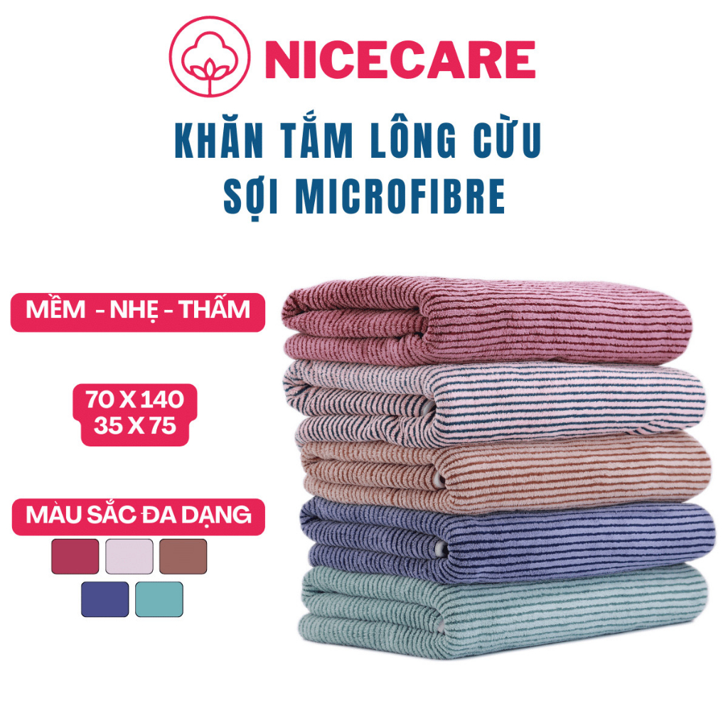 Khăn Tắm Lông Cừu Siêu Thấm Hút NICECARE Cỡ Lớn - Khăn Bông Khăn Lau Cao Cấp Mềm Mại, Thấm Hút Cực Tốt (70x140cm)