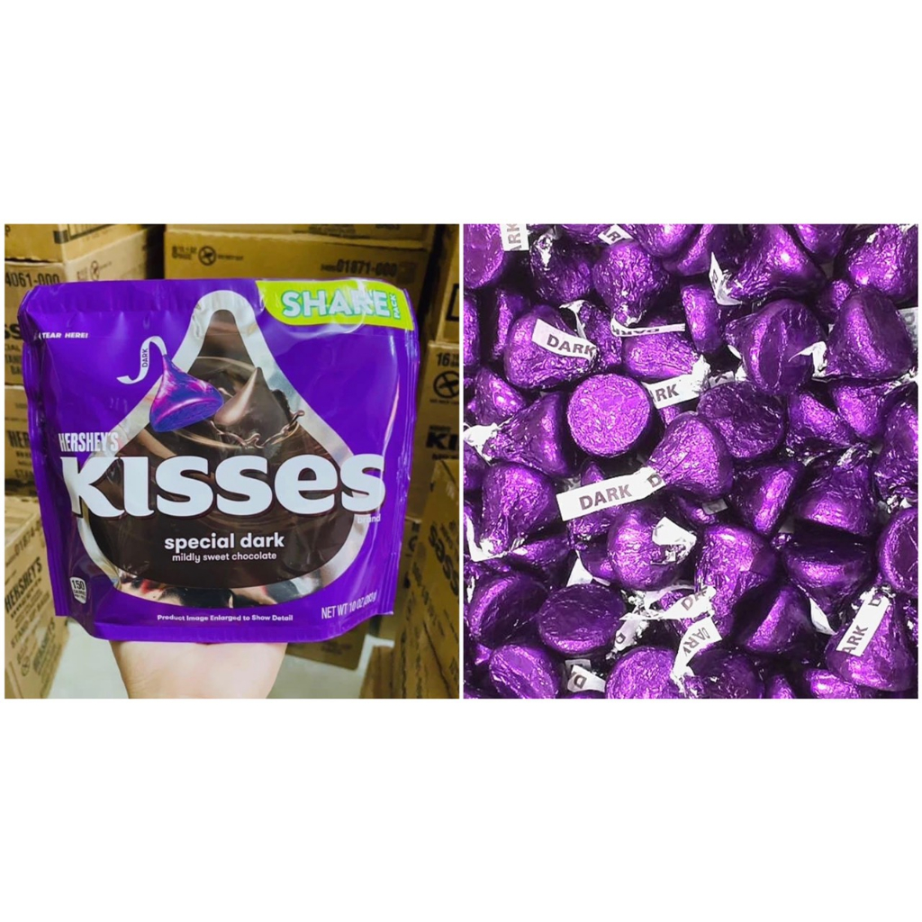 LẺ 100G TỪ TÚI LỚN SOCOLA ĐẮNG HERSHEY’S KISSES DARK CHOCOLATE -USA