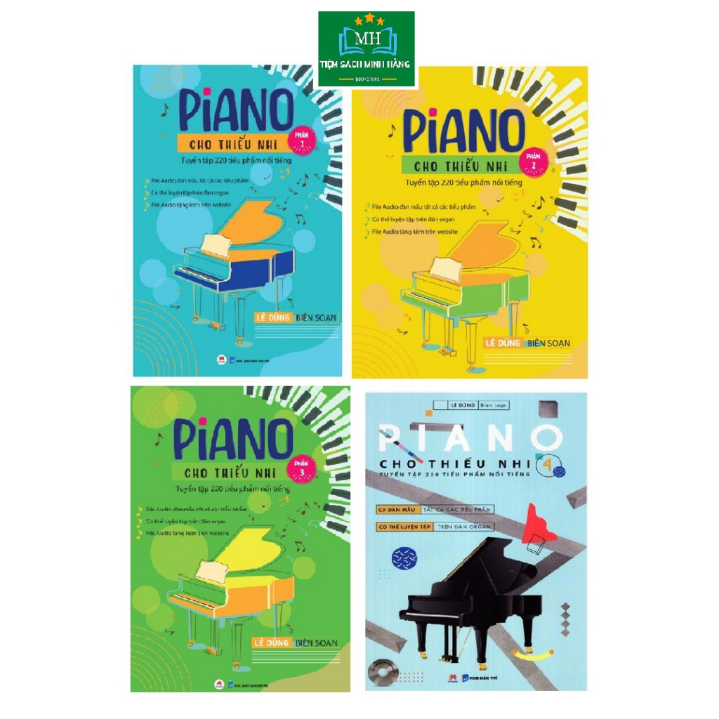 Sách - Combo Piano Cho Thiếu Nhi - Tuyển Tập 220 Tiểu Phẩm Nổi Tiếng ( 4 quyển) tái bản