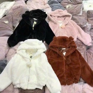 Áo khoác lông thỏ tai gấu ảnh shop chụp- áo khoác lông thỏ tai gấu~ áo khoác lông nữ hàng quảng châu chuẩn xịn