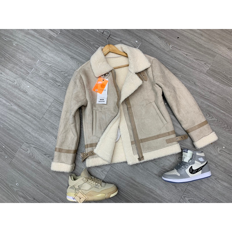 Áo Khoác Da lộn lót lông