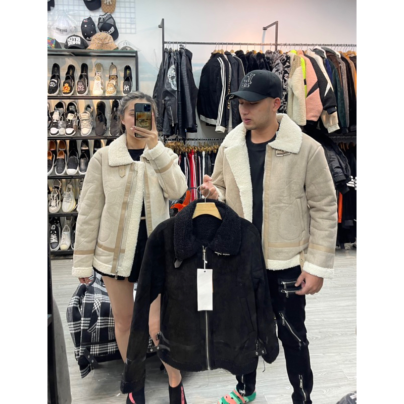 Áo Khoác Da lộn lót lông