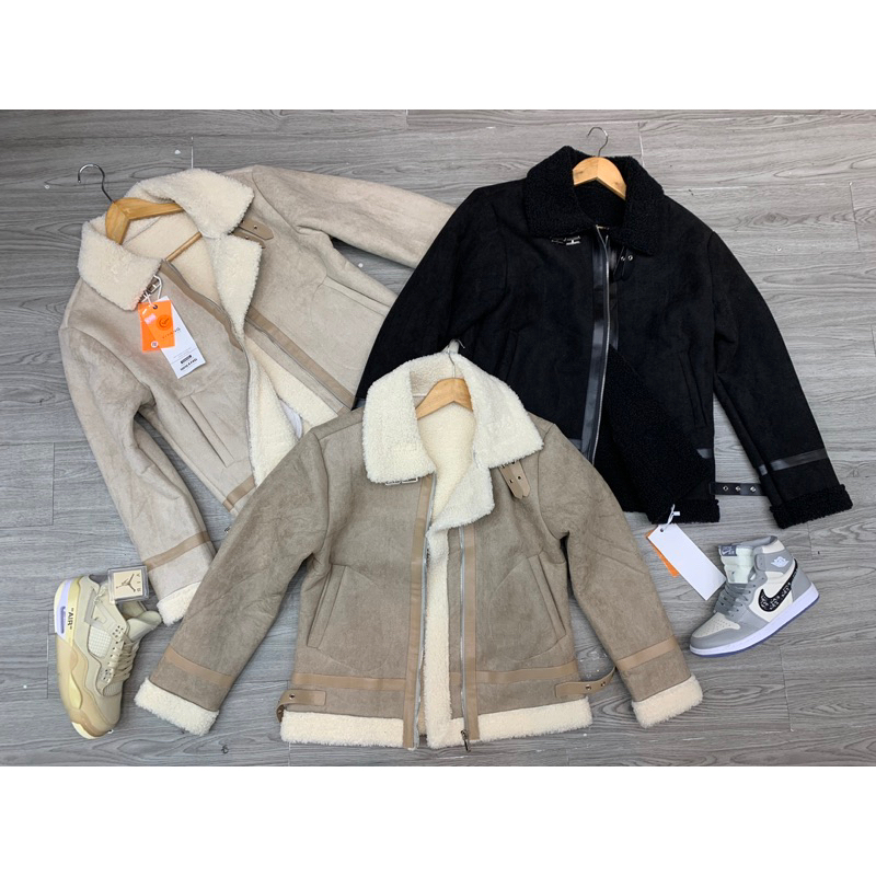 Áo Khoác Da lộn lót lông