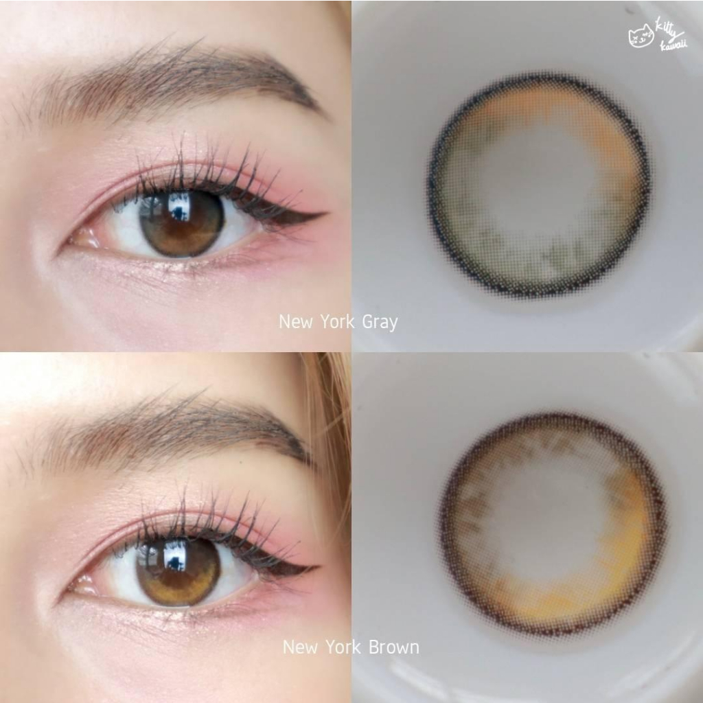 Lens Vân Nước Giãn Nhẹ NEWYORK BROWN Ẩm cao 55% HSD 6 tháng Phù Hợp Cho Mắt Nhạy Cảm